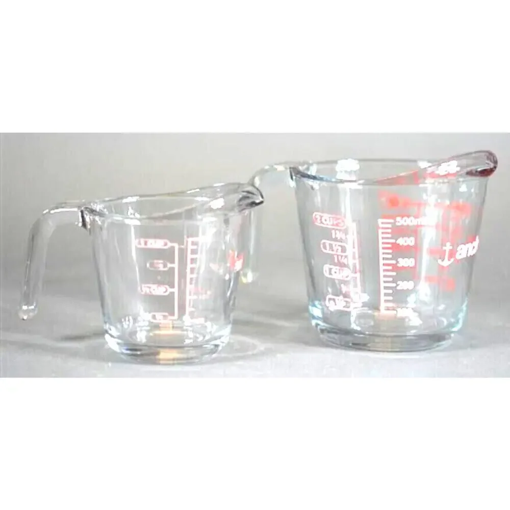Vtg Anchor Hocking Measuring Clear Glass 1 & 2‎ CUP Sizes
